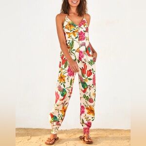 FARM RIO Toucans Garden Halter Neck Jumpsuit Size Small